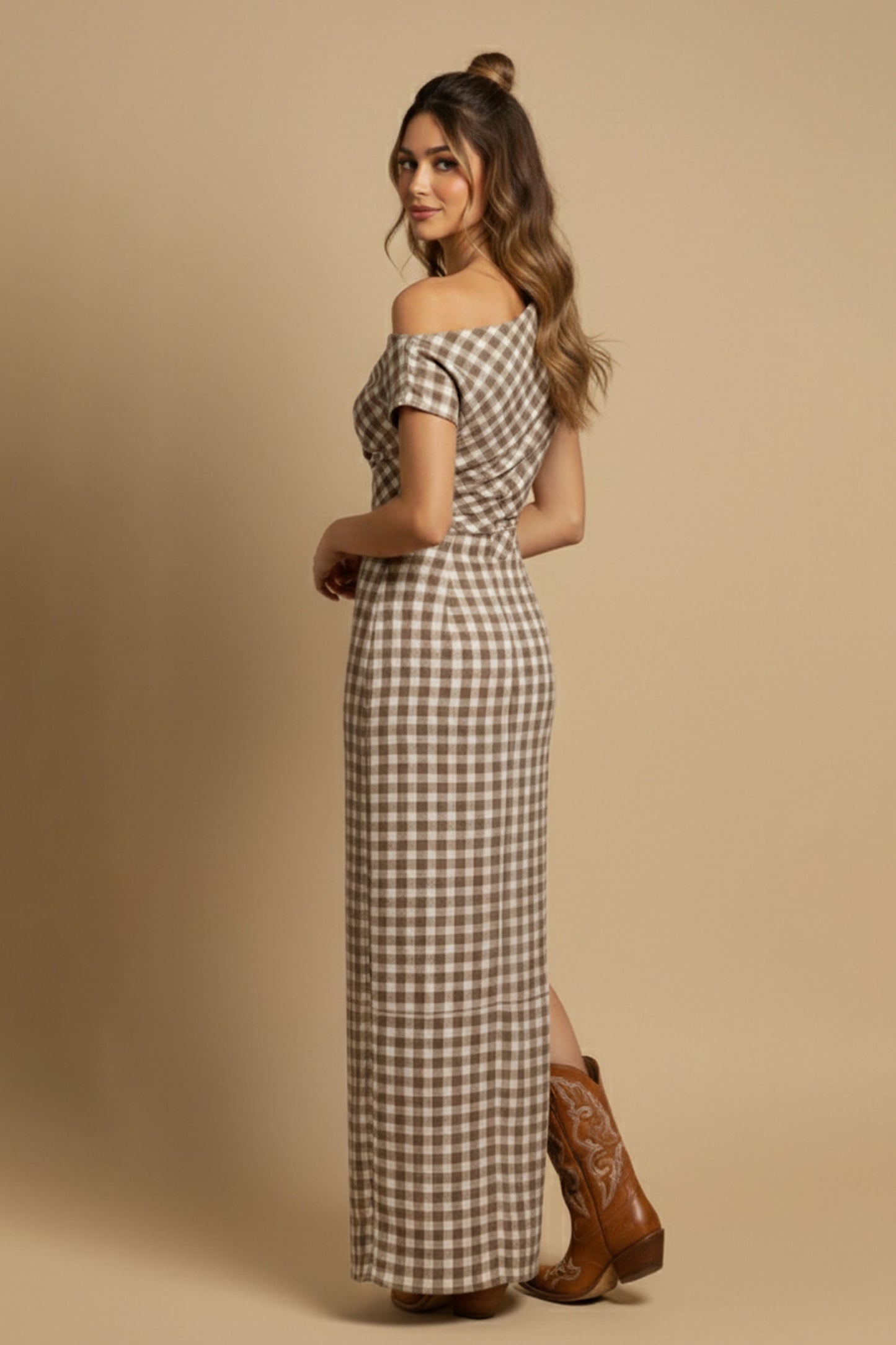 Mocha Check Dress