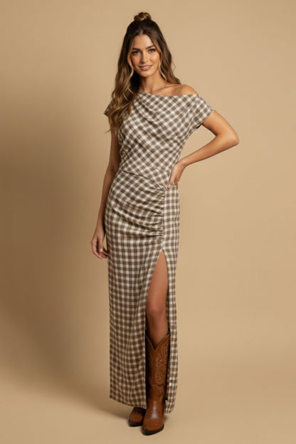 Mocha Check Dress